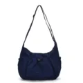 Donkerblauwe nylon schoudertas voor dames, lichte en casual tas voor dagelijks gebruik. - Blauw