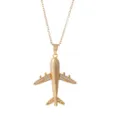 Gold Airplane Pendant Necklace Rhinestone Aviation Style Fashion Clavicle Chain Jewelry - Airplane Shape / Gold