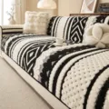 Copridivano in velluto peluche bohémien coperta antiscivolo spessa per autunno e inverno. - 70x70cm / Nero