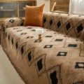 Vintage chenille sofa cover throw blanket thick anti-scratch geometric pattern home decor - Coffee / 180*130cm