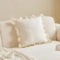 French vintage cream throw pillow cover, elegant chenille ruffled cushion case for sofa bed. - 30*50cm Pillowcase / Zhiyu