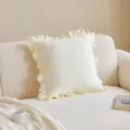 Cream French ruffles throw pillow cover, soft chenille couch pillowcase for living room - 30*50cm Pillowcase / Style-Beige Yellow