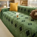 Green retro diamond knit sofa cover, stylish geometric throw blanket for living room decor. - Green / 180*130cm