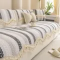 Französischer Chenille Sofabezug Anti-Rutsch Kissen Kaffeeblatt Muster Wohnkultur - 70*70cm / Kornwelle - Grau