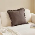 Dark brown chenille ruffled throw pillow cover, French vintage living room sofa cushion case. - 30*50cm Pillowcase / Style-Dark Coffee