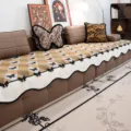 Chenille sofa cover anti-slip modern living room furniture protector with cute bow design 1pc - 70*70cm / Dark Brown