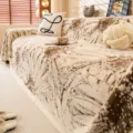 Plush sofa cover cream style living room blanket thick non-slip furniture protector soft - Sunflower Style (Taiyanghua Shumianrong) / 180x130cm / Coffee