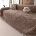 Gemütlicher brauner Chenille Sofabezug mit geprägten Blättern, dicke Kuscheldecke für das Wohnzimmer. - 180*130cm / Dunkelbraun