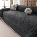 Dunkelgrauer dicker Plüsch-Sofabezug mit geprägtem Blattmuster für das Wohnzimmer - 180*130cm / Dunkelgrau