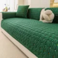 Dark green chenille sofa cover with colorful dots, non-slip living room cushion slipcover. - 70*70cm / Green