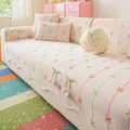 Dopamine ins style chenille sofa cover, all-season slipcover protector with cute ties and pattern. - Sofa Cushion / 70x70cm / Orange Green