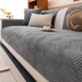 Housse de canape en velours matelasse gris protecteur geometrique pour salon decoration - 70*70cm / Gris