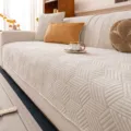 Housse de canapé anti-griffes en velours beige, design matelassé texturé pour toutes les saisons. - 70*70cm / Blanc