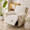 Housse de fauteuil en velours beige, protège-relaxation chaud et épais pour canapé une place. - 200*63cm / Blanc Cassé