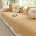 Cozy autumn winter knitted sofa cushion cover set, anti-slip plush flower pillow for living room - 70x70cm / Khaki