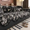 Herfst winter retro pluche bankhoes antislip dikke harige couch kussen decoratie ontwerp. - Geometrische Driehoek / Zwart / 70x70cm
