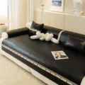 Vintage green leather waterproof sofa cushion luxury anti-scratch seat cover protector - 70x70cm / Black