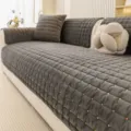 Dark grey chenille sofa cushion cover quilted slipcover with colorful dots for living room - 70*70cm / Gray