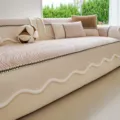 Chenille sofa cushion cover with wavy fleece trim and beaded fringe for living room decor. - 70*70cm / Khaki