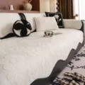 Chenille non-slip sofa cover mid-century luxury floral cushion for leather couch variant - 70*70cm / Beige