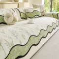 Chenille sofa cushion slipcover green botanical pattern cover for living room home decor - Green / 70*70cm