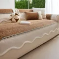 Chenille sofa cover universal modern luxury non-slip sofa cushion protector cloth - 70*70cm / Coffee
