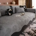 Gray chenille floral sofa cover non-slip retro couch cushion towel for living room decor - 70*70cm / Floral Gray