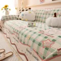 Cartoon chenille sofa cover with cute bear pattern, full coverage and anti-slip design. - 180*130cm / Happy Cat - Green