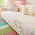 Pink chenille sofa cover set with cute tulip pendants, anti-slip multi-season slipcover for living room. - Sofa Cushion / 70x70cm / Pink and Green
