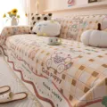 Chenille cartoon plaid sofa cover universal full protection anti-slip cozy throw blanket - 180*130cm / Happy Cat - Yellow