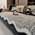 Copridivano moderno metà secolo nero e bianco coperta in maglia protettiva per divano - Nero / 70*70cm