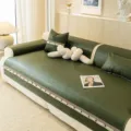 Vintage green leather waterproof sofa cushion cover for living room, anti-scratch seat protector. - 70x70cm / Green