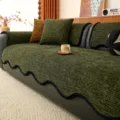 Green chenille sofa cushion cover, anti-slip furniture protector for living room decor. - Sofa Cushion / 70*70cm / Green