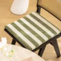 Striped chenille dining chair cushion horseshoe shaped anti slip pad for home office seat decor. - Square 40*40cm / Green