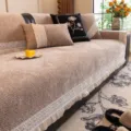 Housse de canape en chenille avec bordure en dentelle elegante, protection de salon chic. - 70*70cm / Wancang-Café