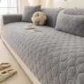 Grauer Plüsch Waben Sofa Bezug rutschfester warmer Kissen Wohnzimmer Sitzschoner - 70*70cm / Hellgrau