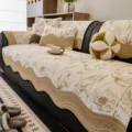 Housse de canapé en chenille moderne coussin floral antidérapant protection salon déco - 70*70cm / Café Clair