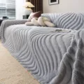 Funda de sofá de felpa gris para otoño e invierno, manta protectora de forro polar. - 180x130cm / Gris claro
