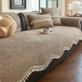 Housse de coussin de sofa minimaliste japonaise avec une belle bordure en pompons. - 70*70cm / Café Foncé