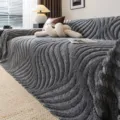 Fundas de sofá de felpa texturizada gris elegante manta gruesa salón otoño invierno - 180x130cm / Gris oscuro