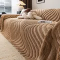 Pluche bankhoes, dikke warme getextureerde deken voor herfst en winter woondecoratie. - koffiekleur