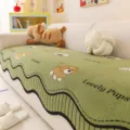 Vintage chenille sofa cover with cute dog pattern, wave edge non-slip couch mat for living room - 70*70cm / Green Dog Pattern
