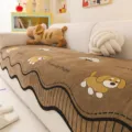 Mid-century style chenille sofa cover with cute puppy pattern, non-slip couch cushion blanket. - 70*70cm / Coffee Dog Pattern