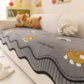 Mid-century chenille sofa cushion cover, cute dog pattern, anti-slip slipcover for home. - 70*70cm / Gray Dog Pattern