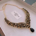 Cross-border vintage rhinestone geometric V-shaped clavicle necklace elegant luxury style jewelry for women - Necklace (3#) / Gold-Black