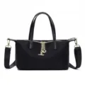 Waterproof nylon mini crossbody bag for women, stylish top handle shoulder bag for daily. - Black