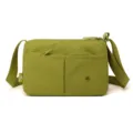 Casual multi-layer canvas crossbody bag for women, lightweight daily shoulder handbag. - Neon Green