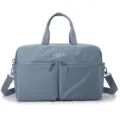 Blue travel duffel gym bag for women, large capacity sports yoga luggage bag with pockets. - Blue
