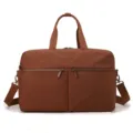 Brown travel duffel bag for women, stylish waterproof gym sport bag with compartments. - Hawthorn Red