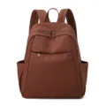 Women nylon backpack casual school bookbag large capacity travel daypack brown stylish daily use - Hawthorn Red